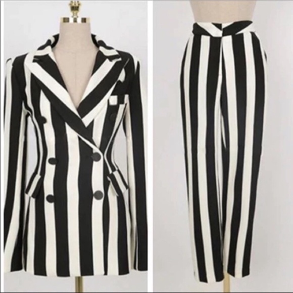Jackets & Coats Black White Stripe 2 Piece Suit Poshmark